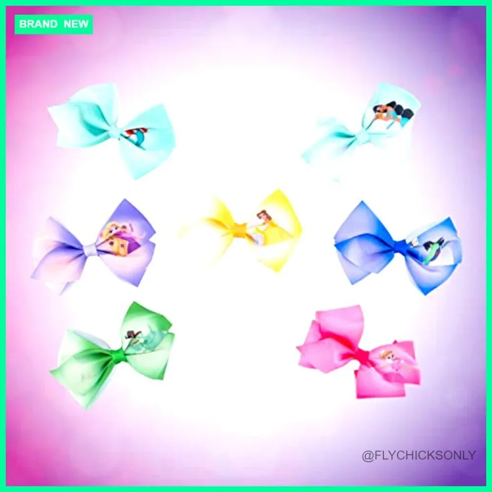 7-Piece Disney Princess Hair Bow Clip Set for Girls Ages 3+